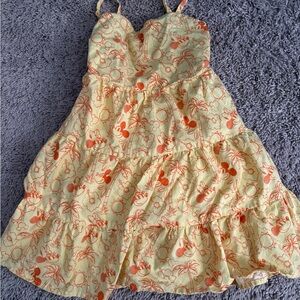 Disney Girls Yellow Sundress with Orange Print Accents